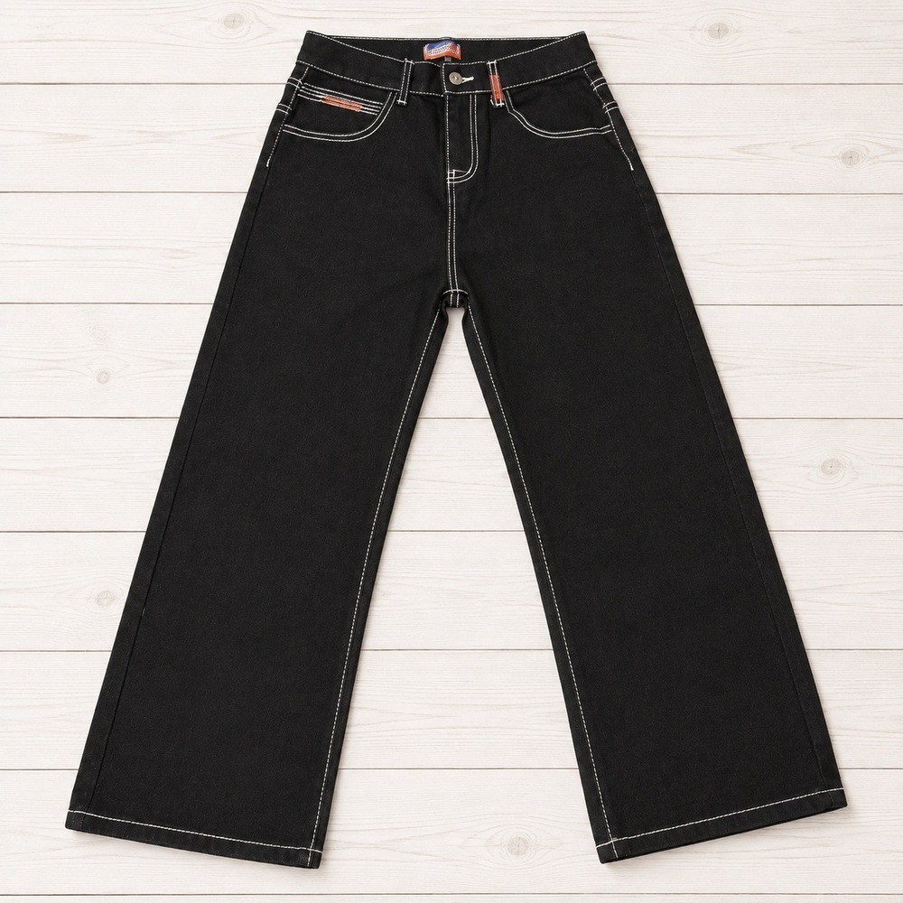 JNCO‎ Jeans Black Wide Leg Skull Embroidered Y2K Goth Denim Womens XL Size 21